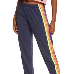 Aviator Nation Navy/Neon Stripe Sweatpant Small